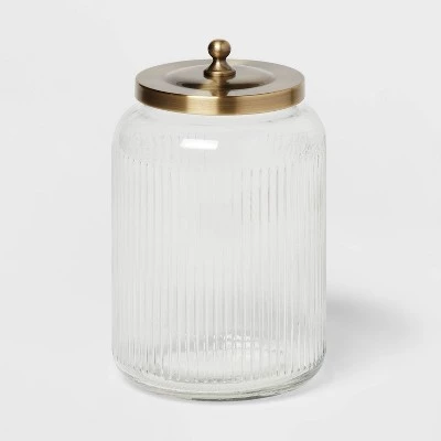Large Bath Glass Canister Brass - Threshold™ 4 Large Bath Glass Canister Brass - Threshold™ - Image 2