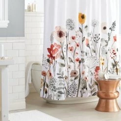 Floral Wave Shower Curtain White - Threshold™ -Bürolampen Verkäufe GUEST 27d83395 f6a6 4c4d bc5a f7e4da91162d