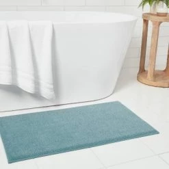 20"x34" Fine Chenille Memory Foam Bath Rug - Threshold™ Aqua