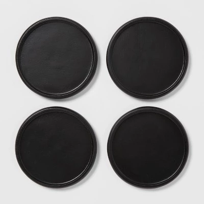 4pk Acacia Modern Coasters Black - Threshold™ 4 4pk Acacia Modern Coasters Black - Threshold™ - Image 2