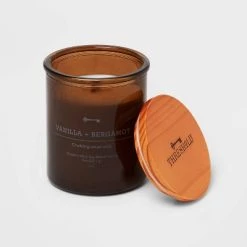 Amber Glass Vanilla + Bergamot Lidded Wood Wick Jar Candle 9oz - Threshold™ -Bürolampen Verkäufe GUEST 2d40d20a e91d 4efa b609 5a3152ee1d86