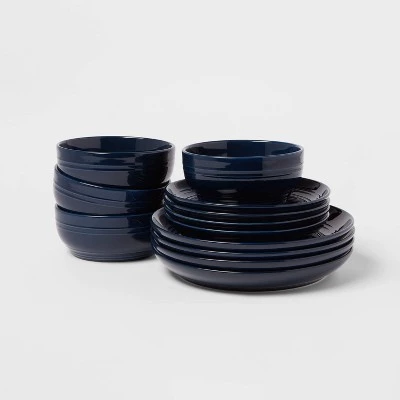 12pc Stoneware Westfield Dinnerware Set - Threshold™ Blue 7 12pc Stoneware Westfield Dinnerware Set - Threshold™ Blue - Image 5