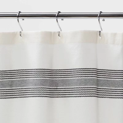 Striped Fringe Shower Curtain Off-White - Threshold™ 4 Striped Fringe Shower Curtain Off-White - Threshold™ - Image 2