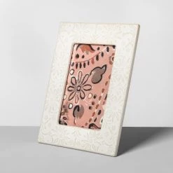 4" x 6" Embossed Ceramic Frame White - Threshold™