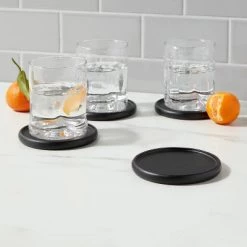 4pk Acacia Modern Coasters Black - Threshold™