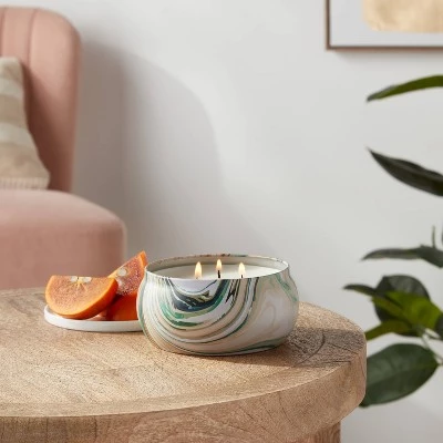 12oz Marble Tin Candle Cashmere Persimmon Green - Threshold™ 3 12oz Marble Tin Candle Cashmere Persimmon Green - Threshold™