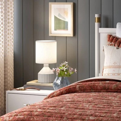 Ribbed Ceramic Mini Table Lamp White - Threshold™ 3 Ribbed Ceramic Mini Table Lamp White - Threshold™