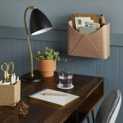 Woven Wall Pocket with Faux Leather Loop Taupe - Threshold™