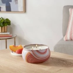 12oz Marble Tin Candle Luminous Apricot Pink - Threshold™