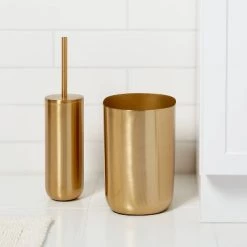 Brushed Brass Toilet Bowl Brush Gold - Threshold™