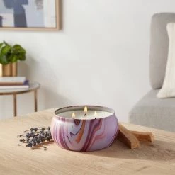 12oz Marble Tin Candle Lavender Woods Purple - Threshold™