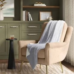 Reversible Ombre Cozy Feathery Knit Throw Blanket - Threshold™ Blue/gray