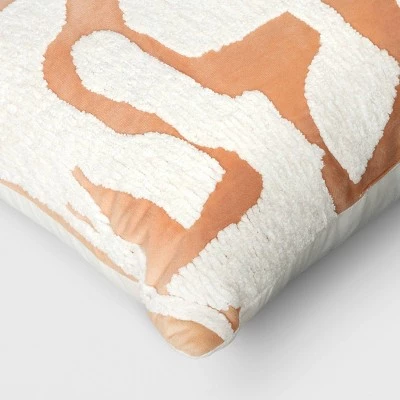 Oversize Geometric Patterned Chenille and Velvet Lumbar Throw Pillow - Threshold™ Terracotta/ivory 5 Oversize Geometric Patterned Chenille and Velvet Lumbar Throw Pillow - Threshold™ Terracotta/ivory - Image 3