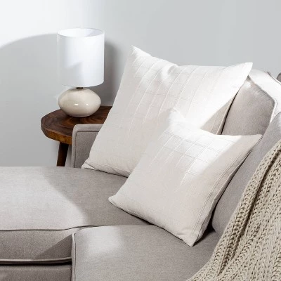 Woven Washed Windowpane Throw Pillow - Threshold™ Cream 3 Woven Washed Windowpane Throw Pillow - Threshold™ Cream