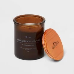 Amber Glass Sandalwood + Smoke Lidded Wood Wick Jar Candle 9oz - Threshold™ -Bürolampen Verkäufe GUEST cf7d4f44 1e40 4cc7 8507 762526d11d7e