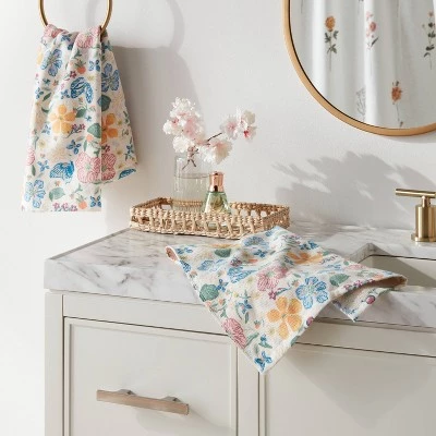 2pk Easter All Over Floral Printed Hand Towels White - Threshold™ 3 2pk Easter All Over Floral Printed Hand Towels White - Threshold™