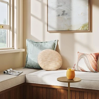 Tonal Patterned Chunky Embroidered Cotton Square Throw Pillow - Threshold™ Blue 3 Tonal Patterned Chunky Embroidered Cotton Square Throw Pillow - Threshold™ Blue