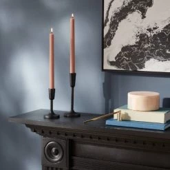 2pk 1.06oz 10" Coffee Quartz Unscented Ribbed Taper Flame Candles - Threshold™