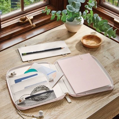 Zipper Tech Case with Pockets and 60 Page 0.3" Rule Notebook Blush - Threshold™ 3 Zipper Tech Case with Pockets and 60 Page 0.3" Rule Notebook Blush - Threshold™
