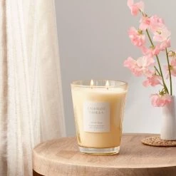 Colored Vase Glass with Dustcover Cashmere Vanilla Candle Ivory - Threshold™