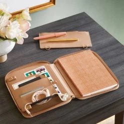 Zipper Tech Case with Pockets and 60 Page 0.3" Rule Notebook Brown - Threshold™